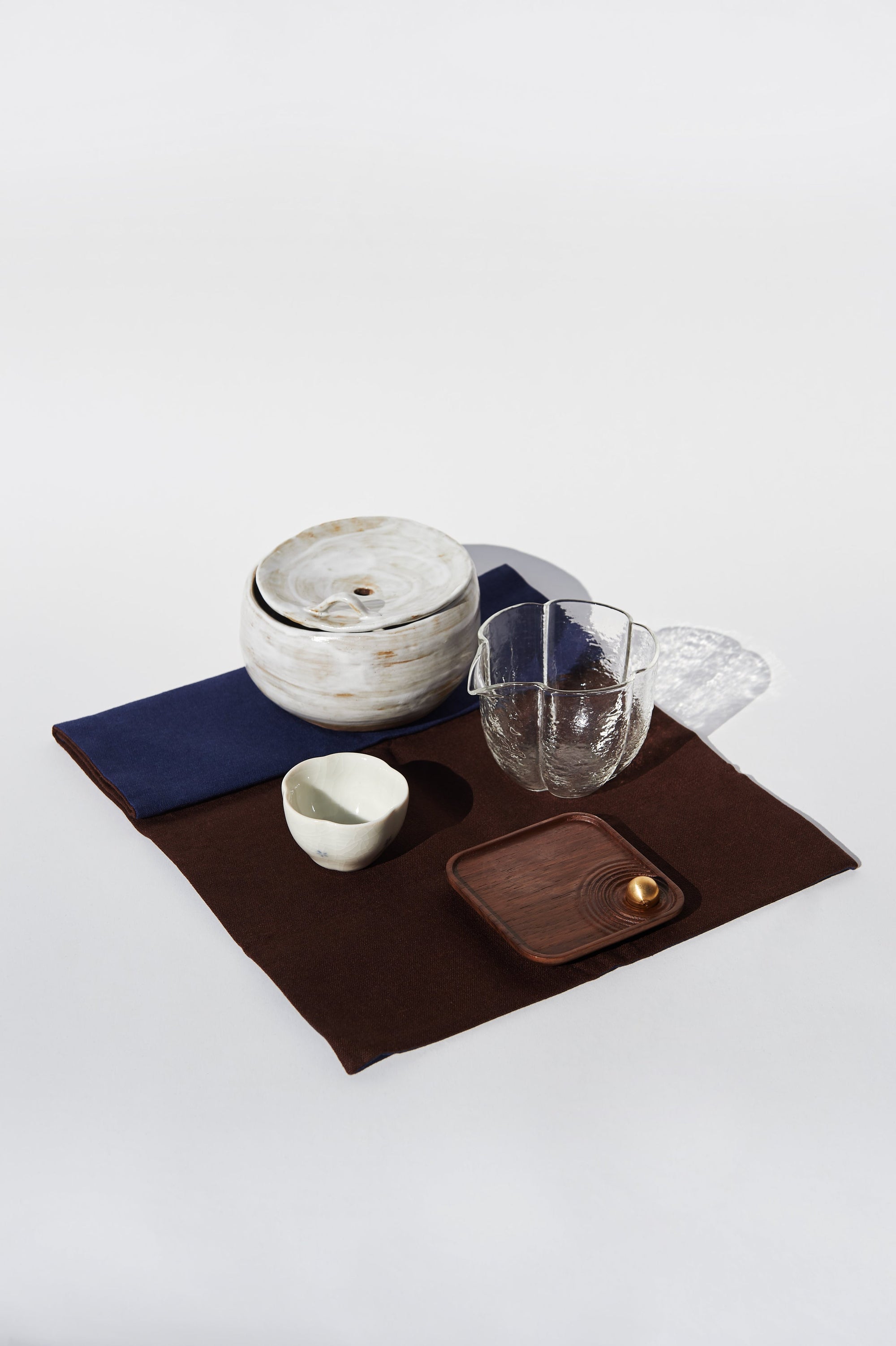 Tea Cloth - Navy & Brown