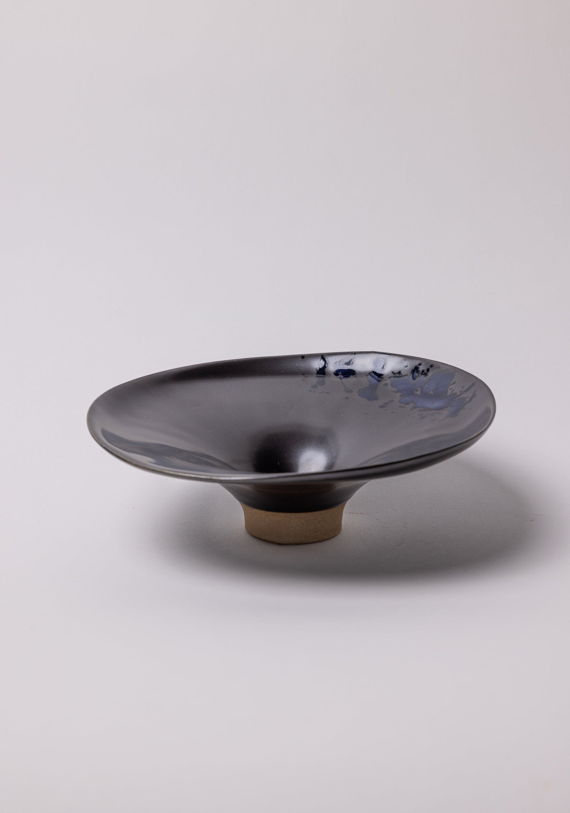 Plate - Black Ceramic with Indigo Pattern